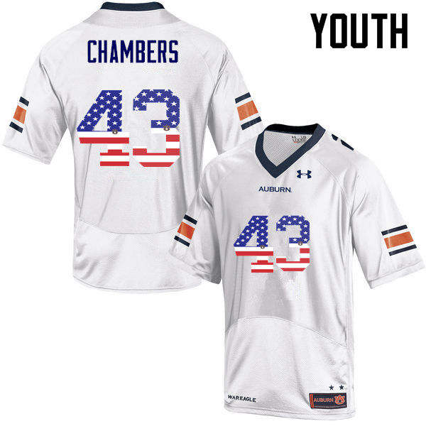 Youth Auburn Tigers #43 Cedric Chambers USA Flag Fashion White College Stitched Football Jersey